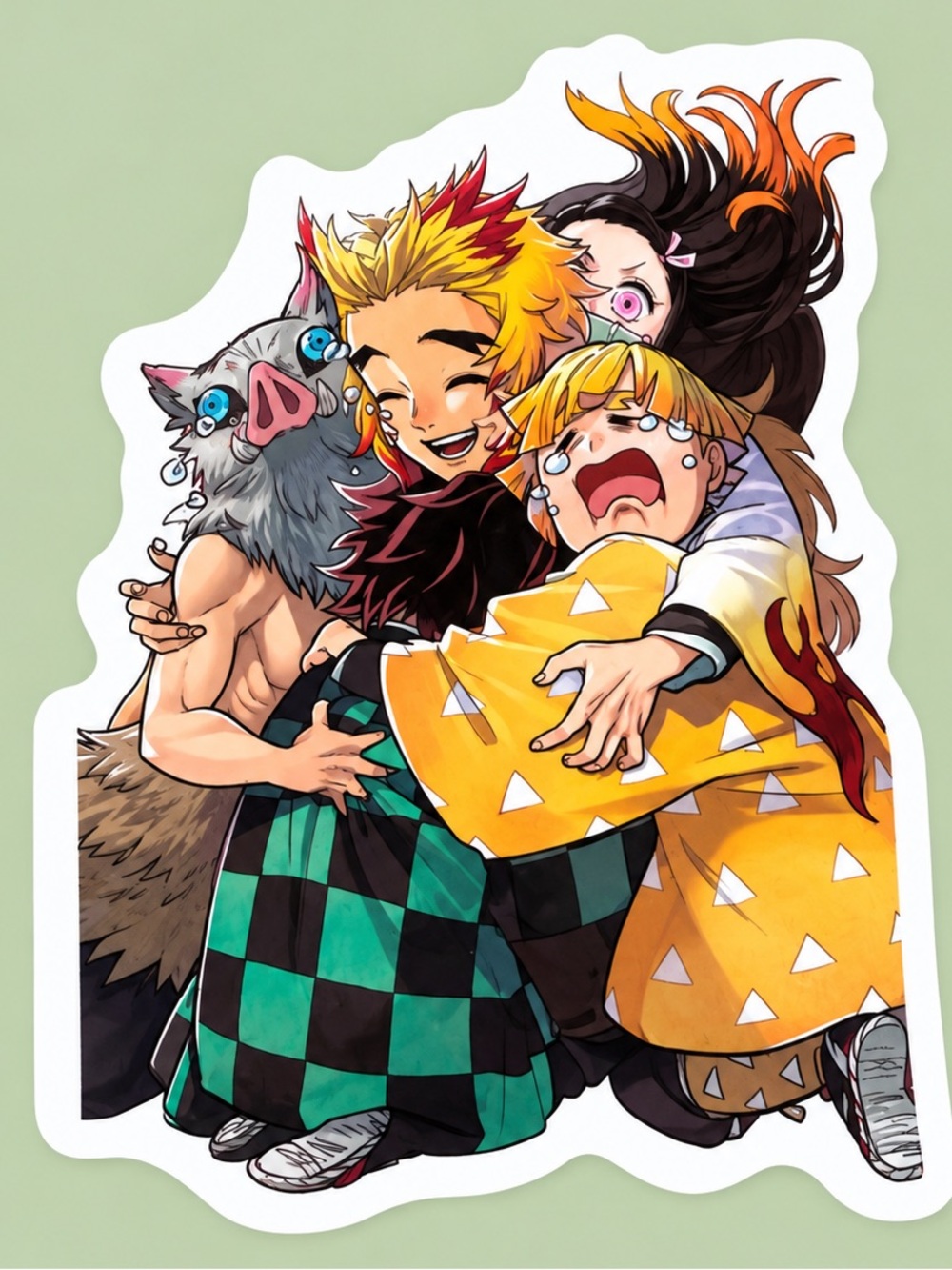 Tanjiro Nezuko Zenitsu Inosuke & Rengoku | Demon Slayer Group Sticker | 5/$10